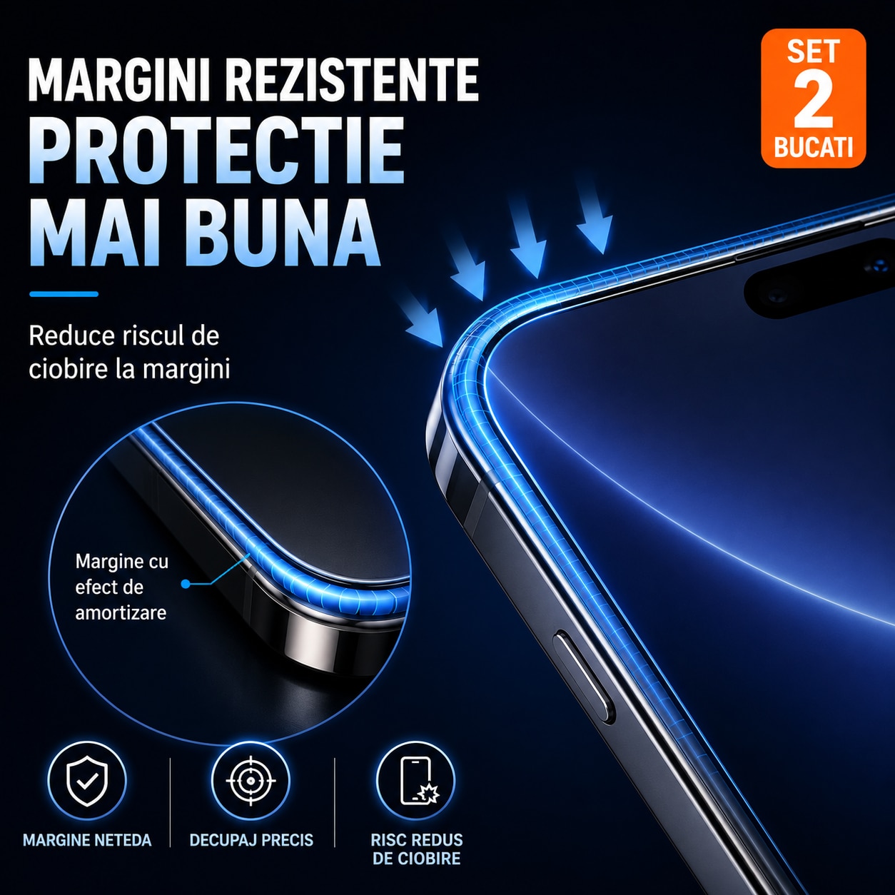 Set 2 Folii Protectie Ecran Sticla compatibile cu iPhone 17 Pro Max 6.9 inch, cu Aplicator Anti-Praf, 9H, Transparent