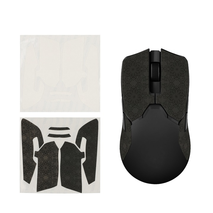 Kwmobile fogantyú egérhez Razer Viper Ultimate-hez, műbőr, fekete, fehér, öntapadós, csúszásgátló
