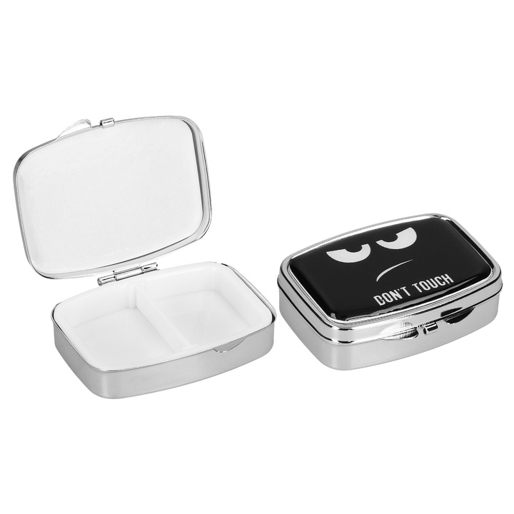 Set 2 organizatoare medicamente Kwmobile, otel inoxidabil si plastic, portabile, argintiu