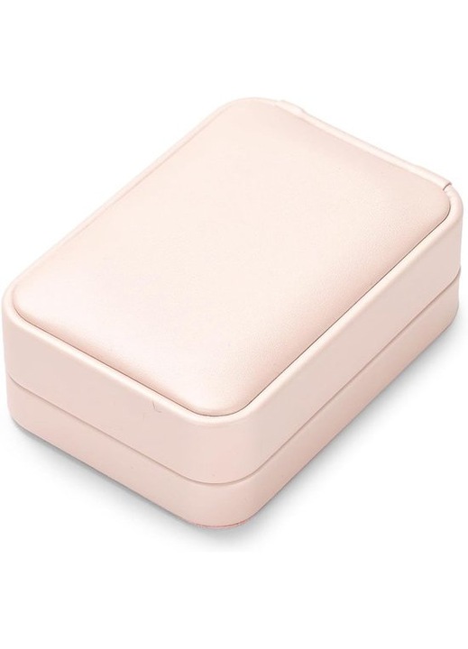 Ékszerdoboz, bársony és PU bőr, rózsaszín, 10x7x3.5cm