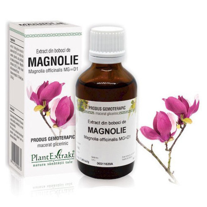 Extract din boboci de Magnolie - Magnolia officinalis MG=D1 50 ml – Solutie 100% naturala cu extract din boboci de Magnolie, contribuie la reducerea disconfortului intestinal si refacerea florei intestinale, 50 ml.