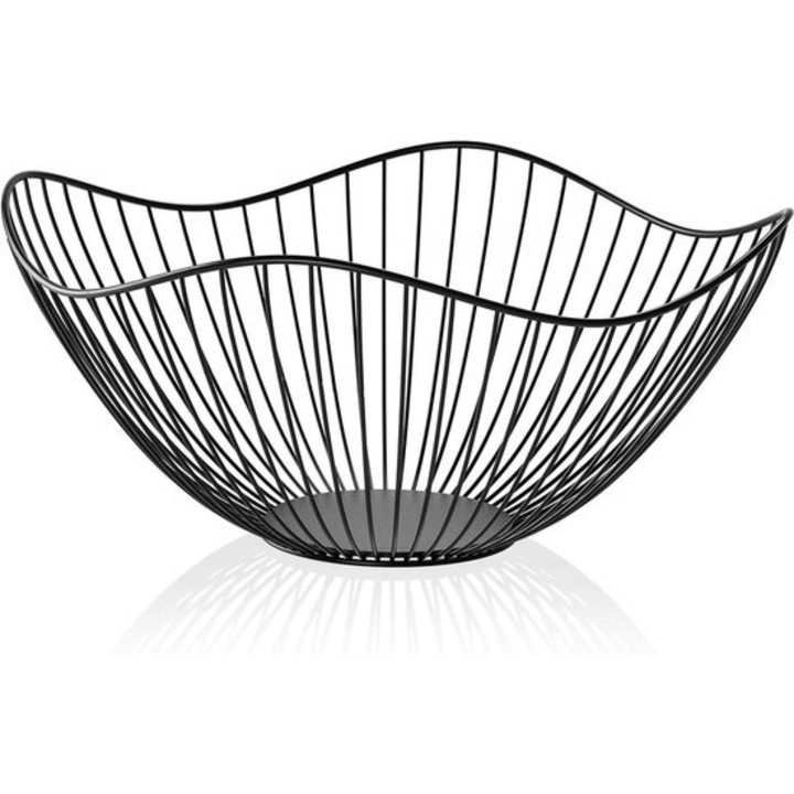 Cos metalic handmade negru 27x10x13cm capacitate mare