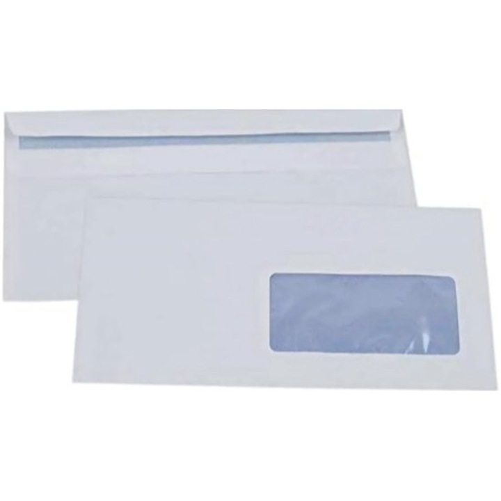 Öntapadós borítékok, 100 darabos szett, 80 g, ablakos, 110x220 mm, ablak 45x100 mm