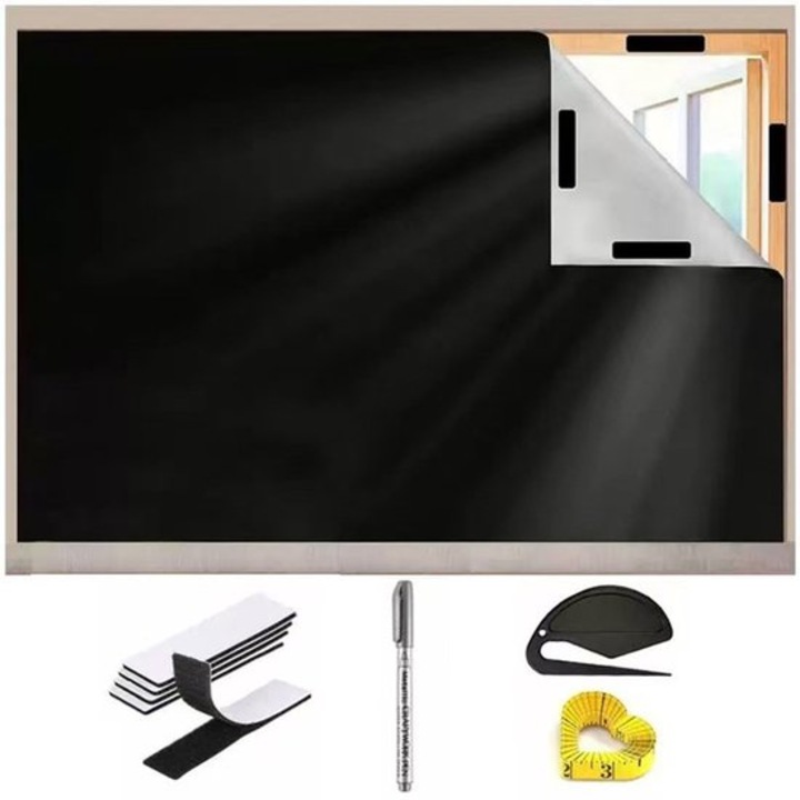 Függöny, sötétítő roló 300x145cm fekete állítható hőszigetelő hordozható