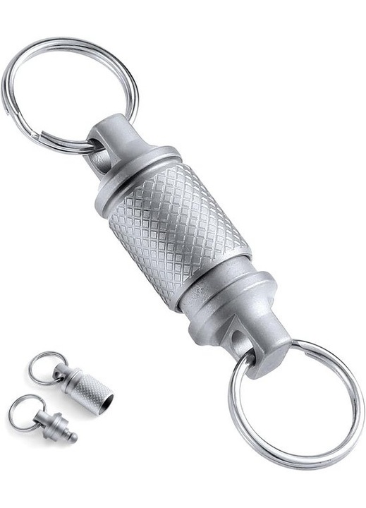 Titán kulcstartó szett, levehető forgó klipsz, strapabíró, könnyű, ezüst, 10g