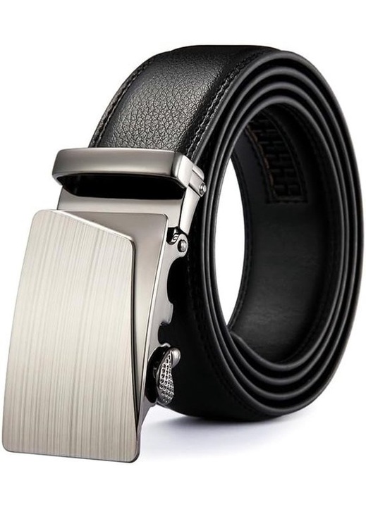Férfi valódi bőr öv automata csattal - Racsnis, 35 mm széles - Állítható méret - Elegáns nadrághoz alkalmas - Derékbőség 110-125 cm
