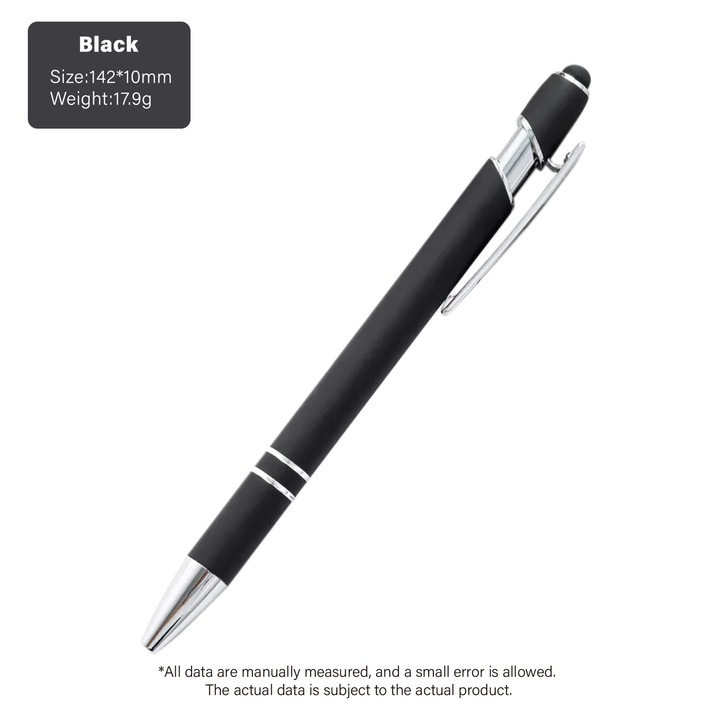 Set 12 pixuri metalice cu varf stylus, cerneala neagra, 1.0 mm