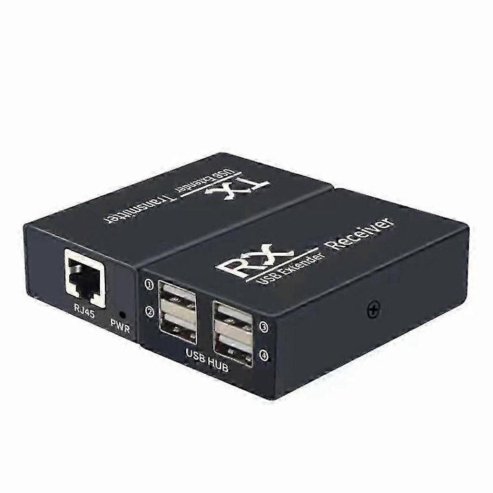 USB 2.0 hosszabbító, 4 portos, fekete, 120m