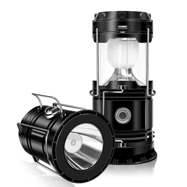Lanterna camping ZYBLSSBB LED, pliabila, rezistenta la apa, negru, compacta