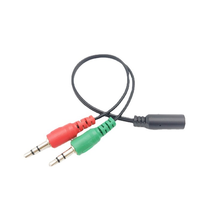 Cablu splitter audio 3.5mm, 20cm, negru