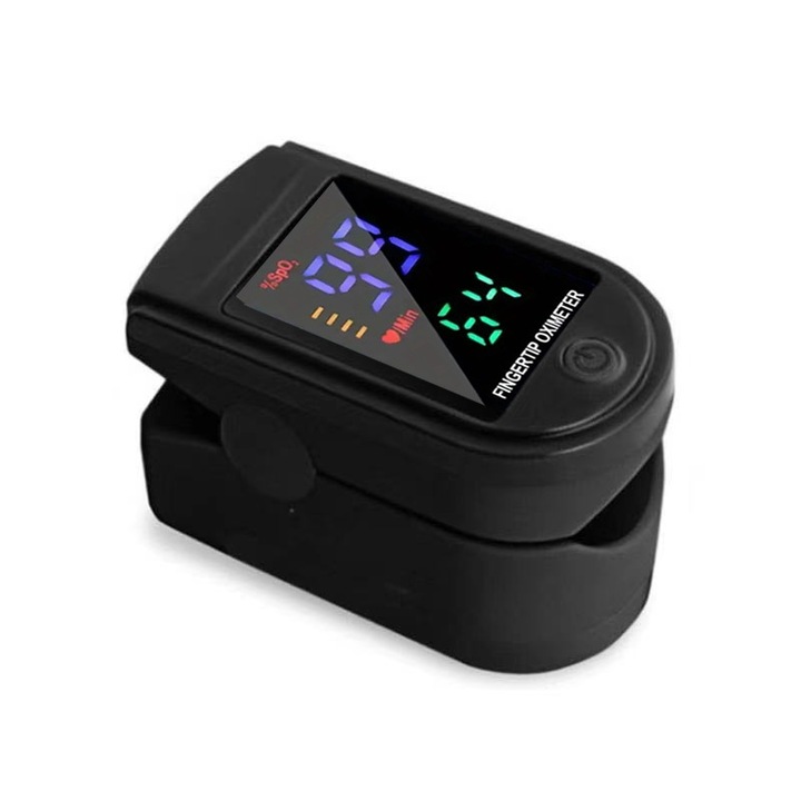 Pulsoximetru deget copii ajustabil luminozitate, mic, portabil, negru