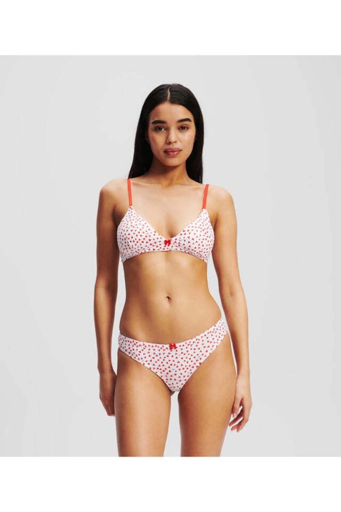 Női melltartó, Karl Lagerfeld, Háromszög Bralette, fehér-piros, XL INTL