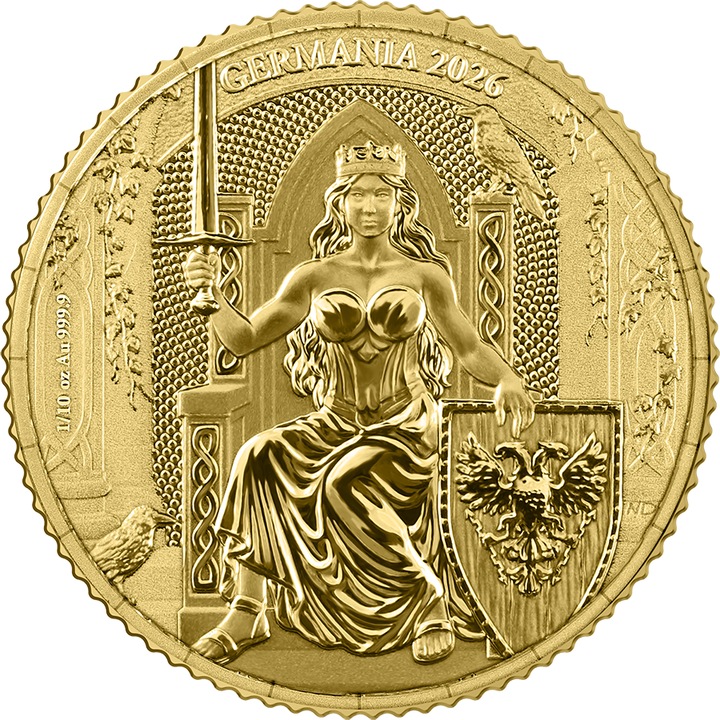 Moneda Aur Germania 2026, 1/10 Oz, 3.1 g, puritate 999
