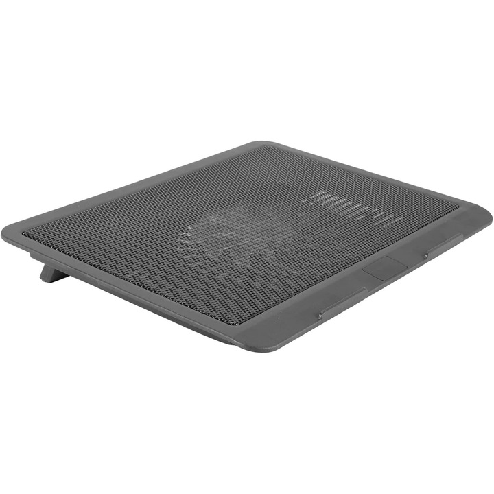 Cooler laptop cu ventilator mare 14cm, LED albastru, suport ajustabil, negru