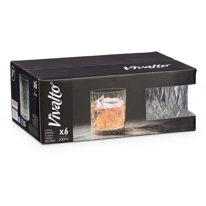Pahar de whisky Vivalto, romb, 315 ml, 6 bucăți