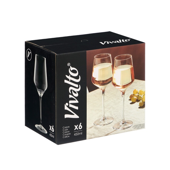 Vivalto borospohár, kúpos, 450 ml, 6 darab