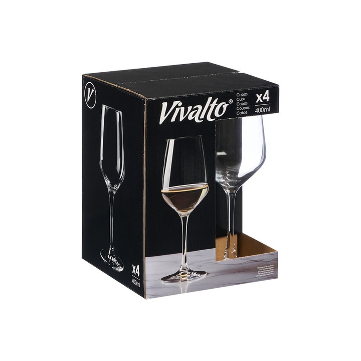 Vivalto borospohár, kúpos, 400 ml, 4 darab