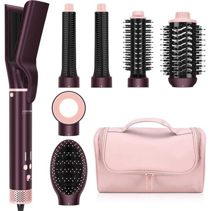 Set Multistyler 7 in 1 PARWIN PRO BEAUTY MaxAIR 2.0, Aparat Multifunctional pentru Coafare, Ondulator Automat cu Infasurare Automata, Coafare cu Mai Putina Deteriorare Termica, Placi pentru Indreptarea Parului, Uscator de Par de 110.000 rpm