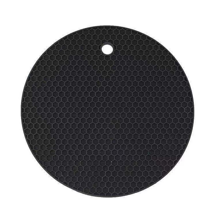 Set 4 protectoare din silicon termorezistent, flexibil, antiderapant, 17.5cm, culoare neagra