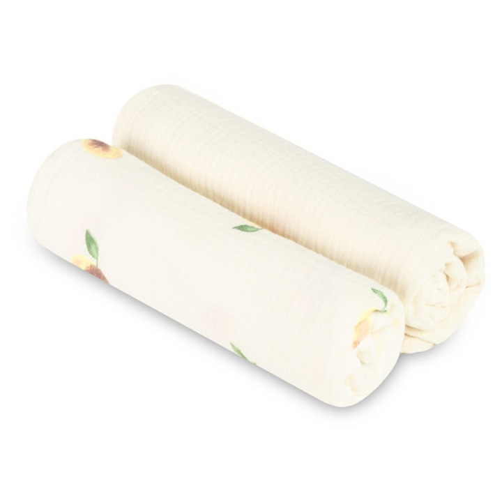 Scutec din muselina cu textura, 60 x 75, pachet de 2 bucati, culoare Peach Cream