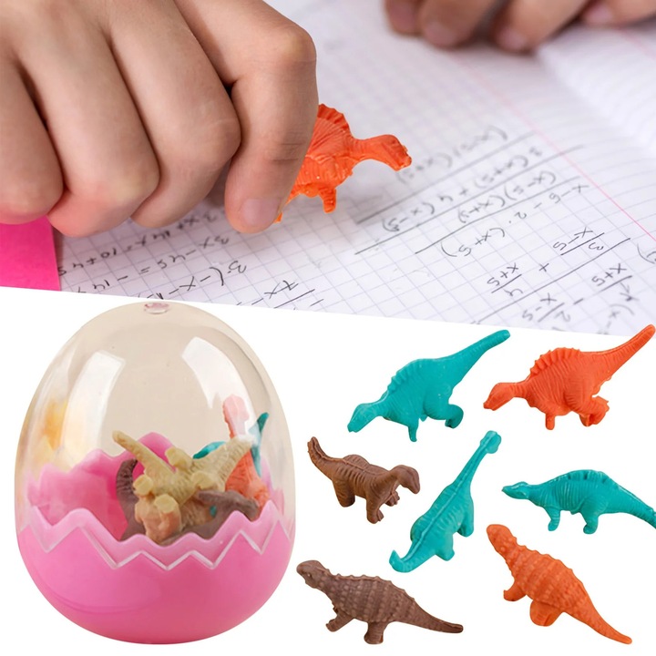 Set de 4 radieri ZYBLSSBB LSM2xh01-BCS7000150, in forma de ou dinozaur, plastic, culori mixte