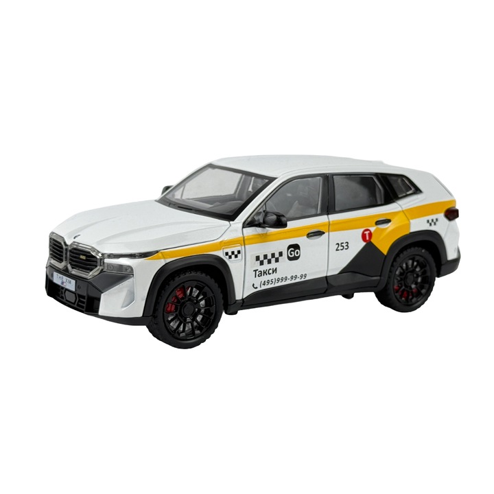 Fém autó, BMW XM Taxi, Méretarány 1:24, Fehér, Csomagolás nélkül