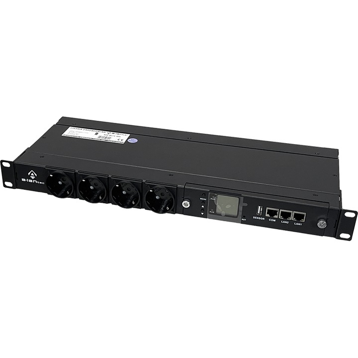 Avizio Power 19" 1U 8xC13 4xCEE7/5 fekete 483x180x44mm tápelosztó, energiafigyelés, környezetbarát