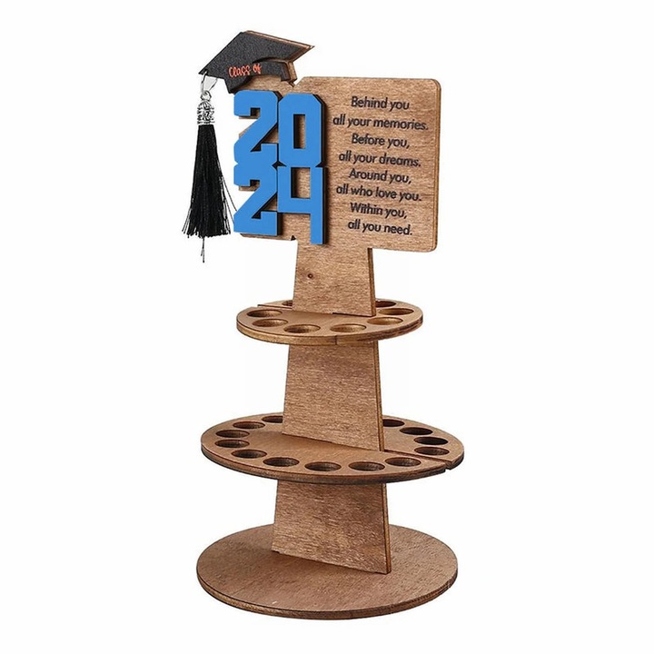 Suport bani diploma 2024 din lemn stratificat, 25 sloturi, 21.5x8.5cm, natural