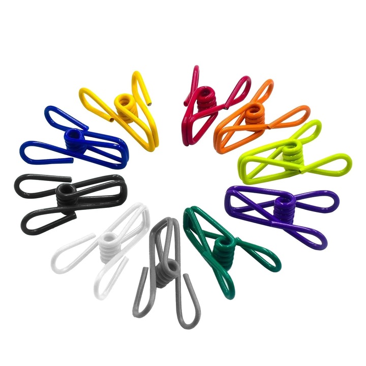 Cleme colorate pentru pungi, set 30 buc, PVC, 5x2cm, multipurpose