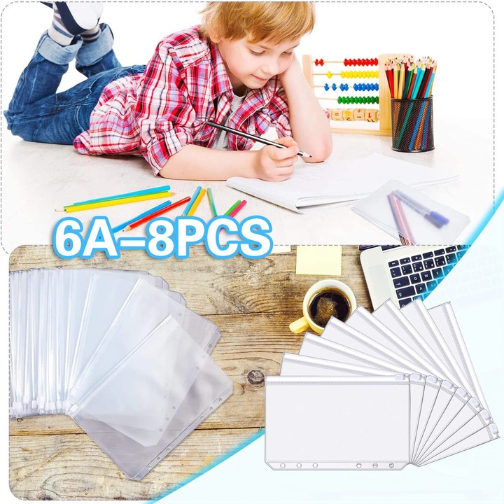 Suport documente A6 YANYXR, 6 gauri, plastic, impermeabil, 17x11cm, set 8 bucti