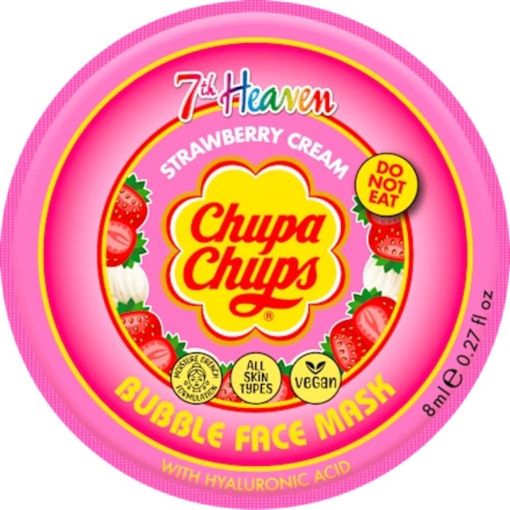 Masca de Fata Spuma cu Capsune si Acid Hialuronic Chupa Chups, 7th Heaven, 8 ml