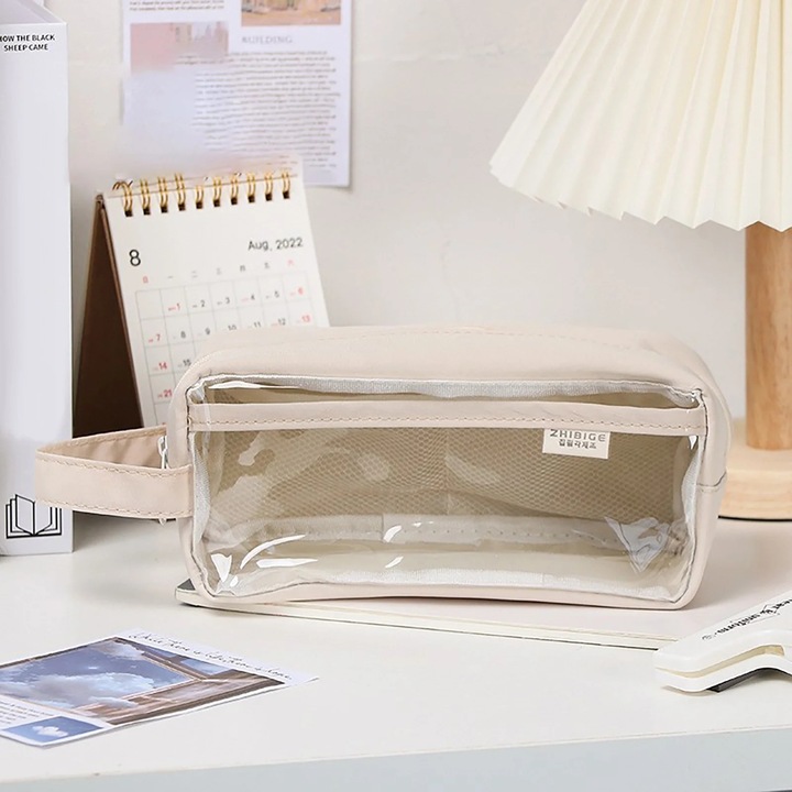 Penar transparent mare capacitate, minimalist, 21.5x10.5x6.5cm