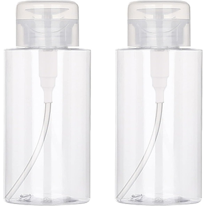 2 db átlátszó folyadéktartó edény, 200 ml, pumpás