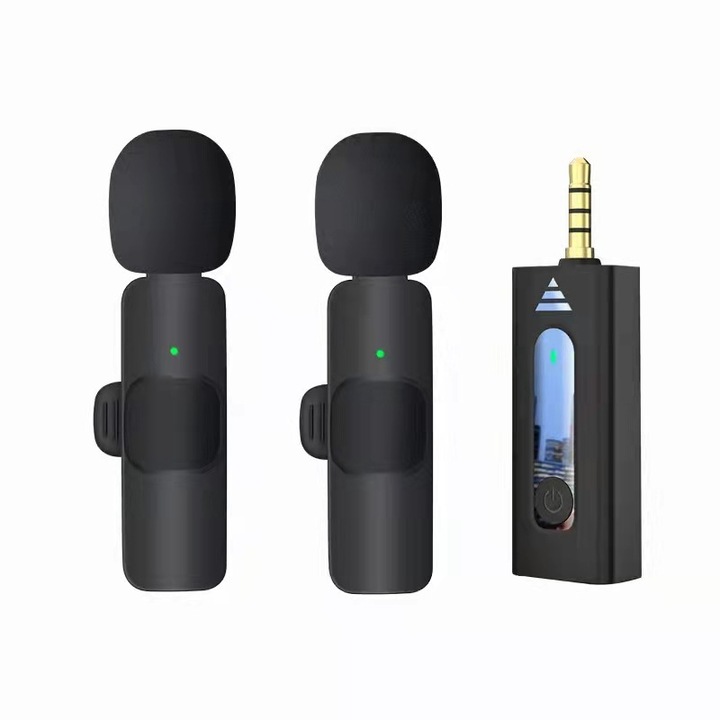 Univerzális vezeték nélküli mikrofon szett, Bluetooth 5.1, fekete, 3.5mm-es vevőegység