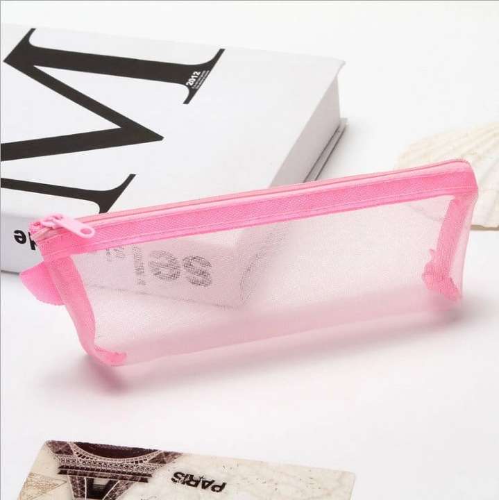 Penar echipat roz 21x9x3cm multifunctional pentru scoala si birou