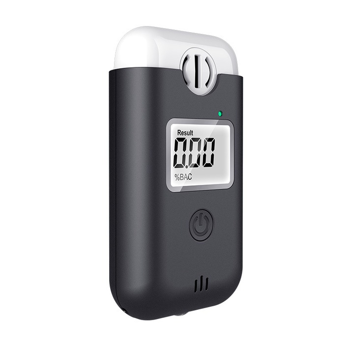 Tester alcoolemie portabil digital, precizie ridicata, gri, 12x5x3cm