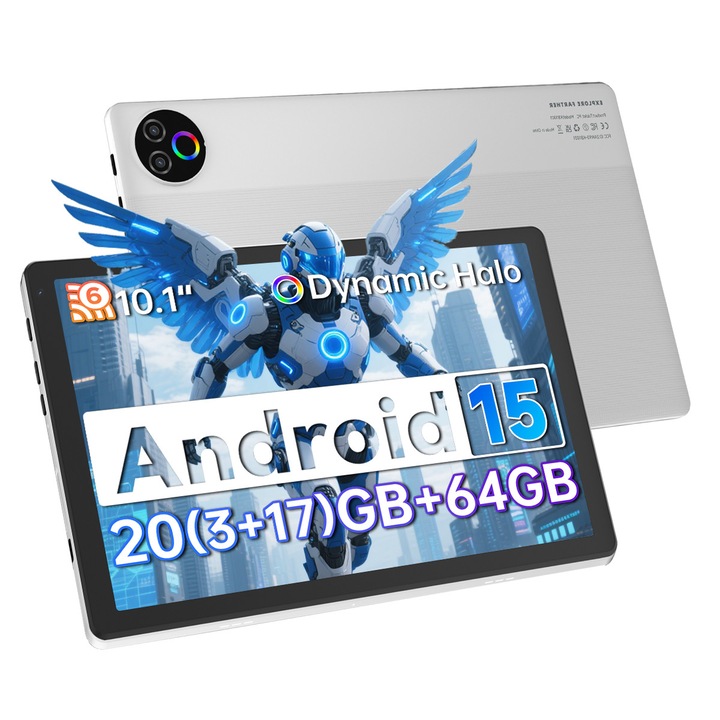 Tableta Wqplo Android de 10.1 inch, Procesor Octa-Core A333, Android 16, 24GB RAM+64GB ROM, 6000mAh, Camera Duala 5MP+8MP, WiFi 6, Bluetooth 5.4, Suporta Extindere Card TF de 1TB