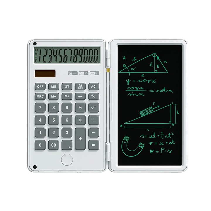 Calculator stiintific cu tableta de scris, LCD, pliabil, negru, 20x12x3cm
