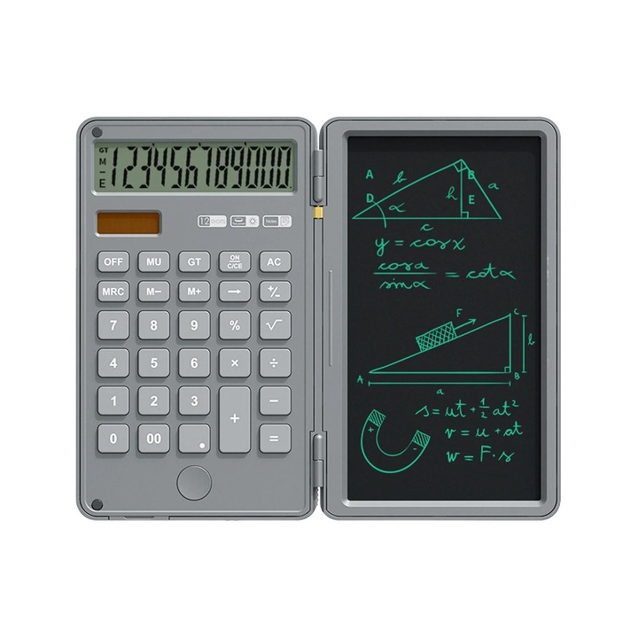 Calculator stiintific cu tableta de scris, LCD, pliabil, negru, 20x12x3cm