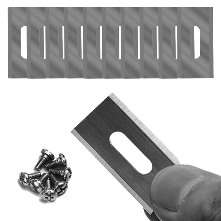 Set 30 lame robot tuns iarba, otel inoxidabil, 36.5x18.5x0.65mm, oval, rezistente, titan