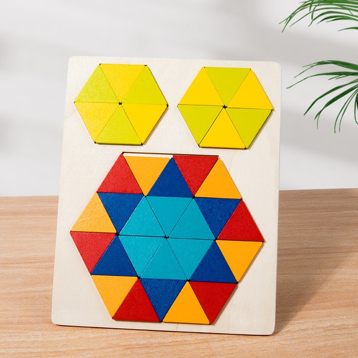 Joc educativ lemn set 36 piese multicolor 30x30cm