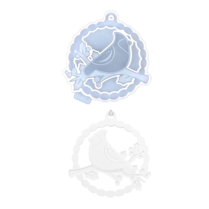 Mulaj din silicon pentru ornament pasare dantela, 12.1x11.7x5cm, alb