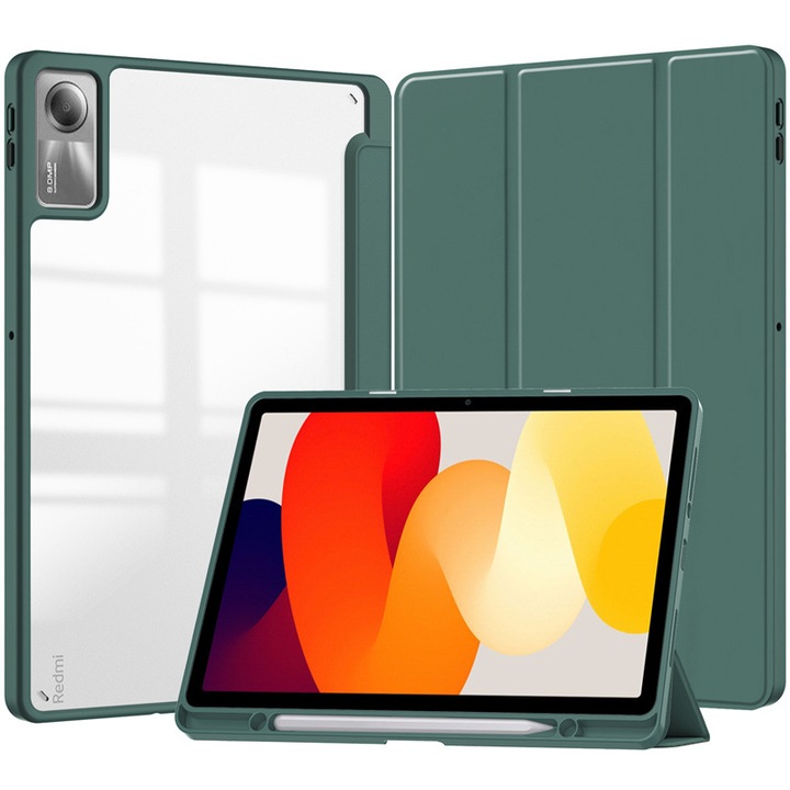 Husa tableta ZYBLSSBB Redmi Pad 2 11 inch verde inchis pliabila suport