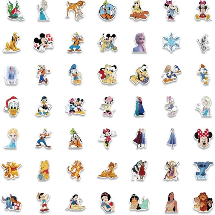 Disney dekoratív matricaszett, 100 darab, többszínű, különböző méretek
