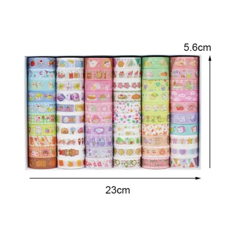 60 tekercs washi ragasztószalag szett, többszínű, 300g