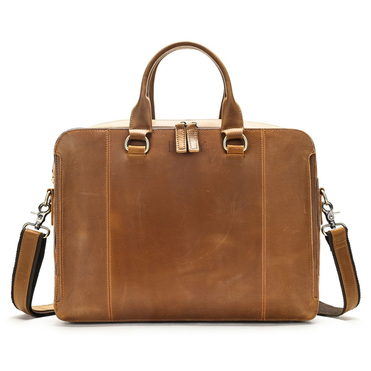 Geanta laptop 15, 6'' din piele naturala Crazy Horse, Leon, BUSY LDY & GTM® - maro