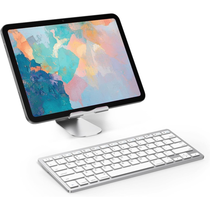 Vezeték nélküli Bluetooth billentyűzet fehér színben táblagéphez és telefonhoz 28.4x11.9x0.5cm