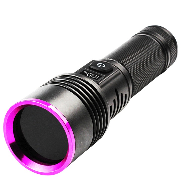 Újratölthető UV lámpa, LCD kijelző, fekete, alumínium, USB Type-C