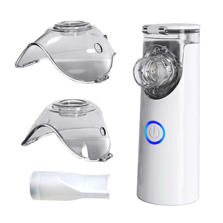 Nebulizator ultrasonic portabil alb, compact, silentios, 5 microni, baterii AA