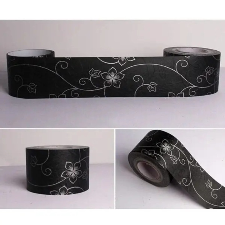 Öntapadós tapéta, 5x10cm, fekete-fehér PVC, vízálló